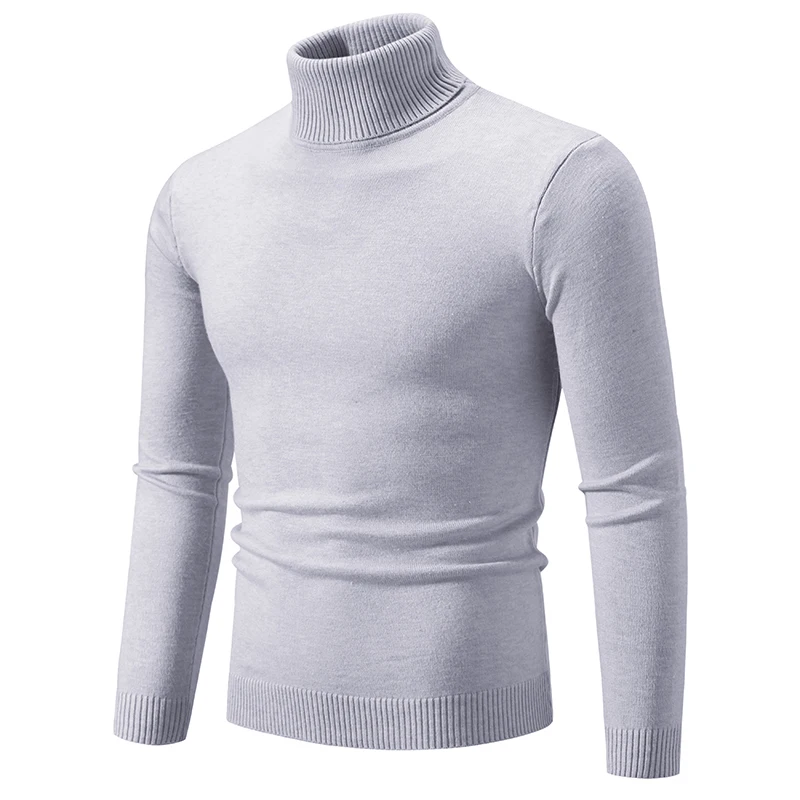 Men's Knitted Turtleneck Sweater Autumn Winter Slim Fit Knitting Pullovers Men Casual Solid Color Turtleneck Knit Sweaters Man