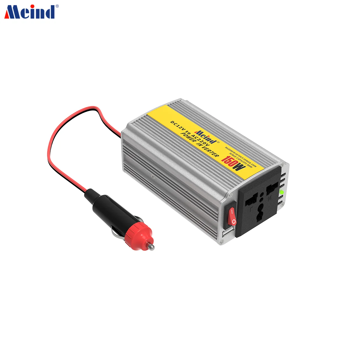 Meind 150W Power Inverter DC 12V to 220V AC Car Inverter with 2.1A USB Car Adapter