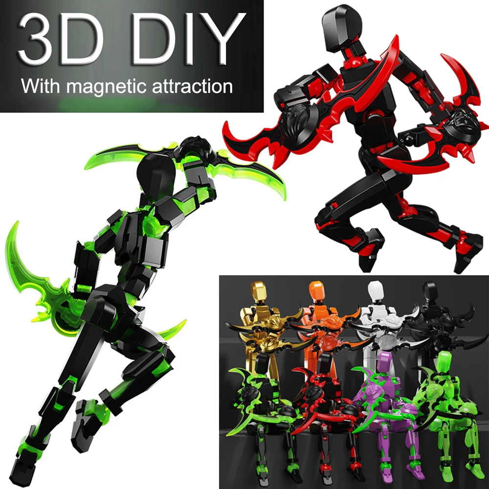 

DIY 13, светящиеся магнитные фигурки, 3D-печатные многошарнирные подвижные фигурки Lucky 13, манекен, сборная декомпрессионная игрушка