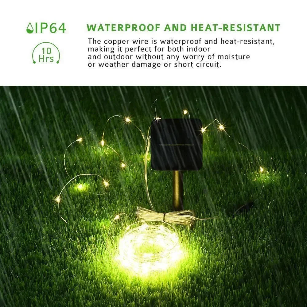 50/100/200 led solar luz ao ar livre lâmpada corda para o feriado natal festa de halloween à prova dwaterproof água luzes de fadas jardim guirlanda