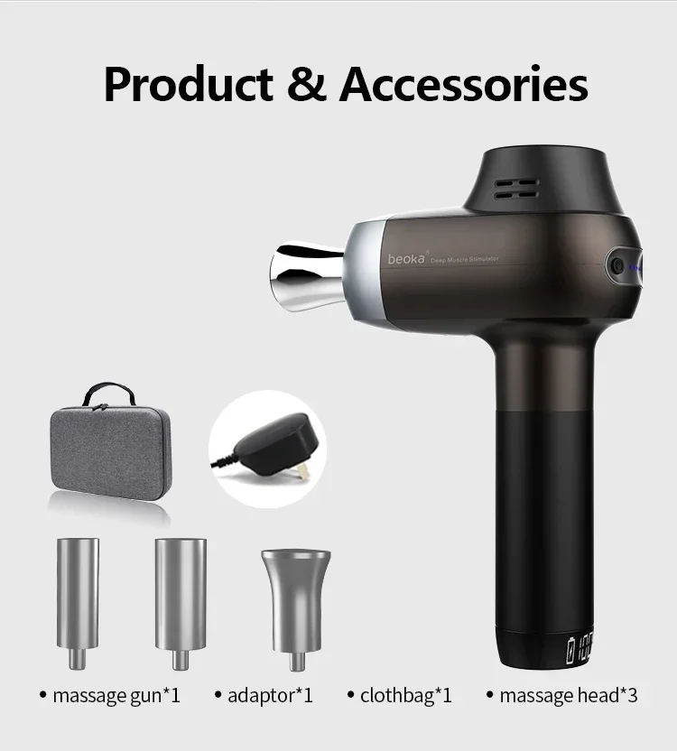 Beoka titanium alloy fascia massage gun electric massagers machine professional deep tissue massage gun metal powerful