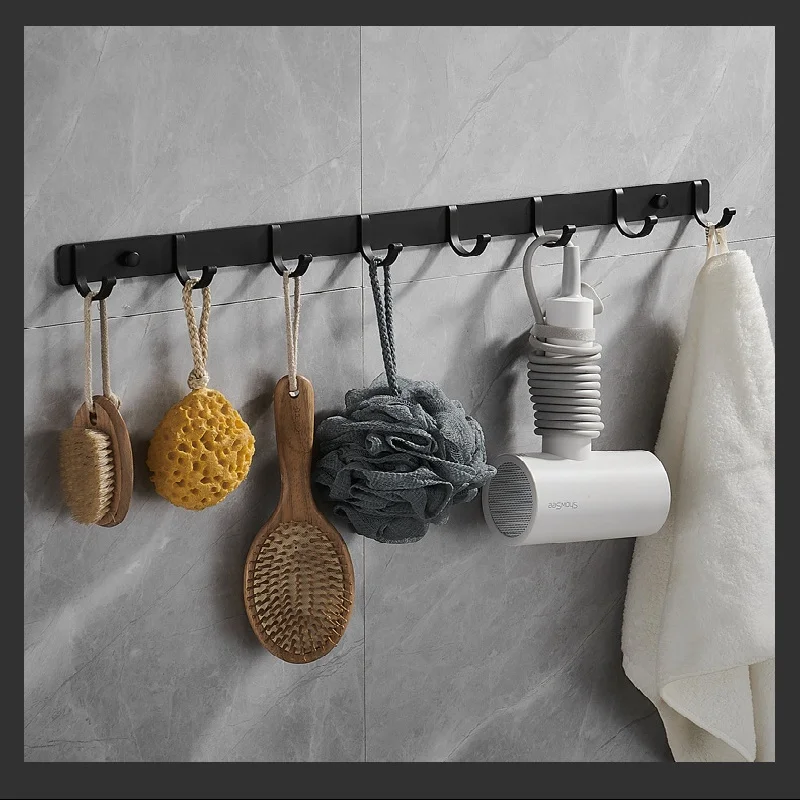 1pc Aluminum Wall Mounted Coat Hook, Wall Hanging Row Hook, Punching/Adhesive Storage Rack Hook Towel Rack,Coat rack,Organizer
