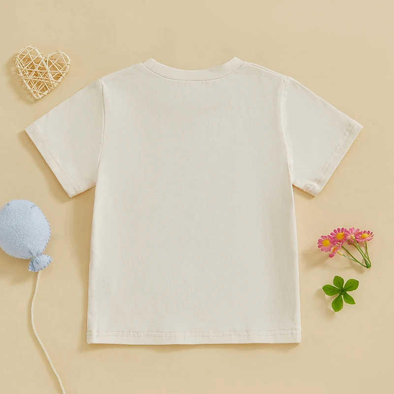 Kids Short Sleeve Tops Casual Valentines Day Outfit Cute Letter Print Boy Girl T-Shirt for Baby Clothes