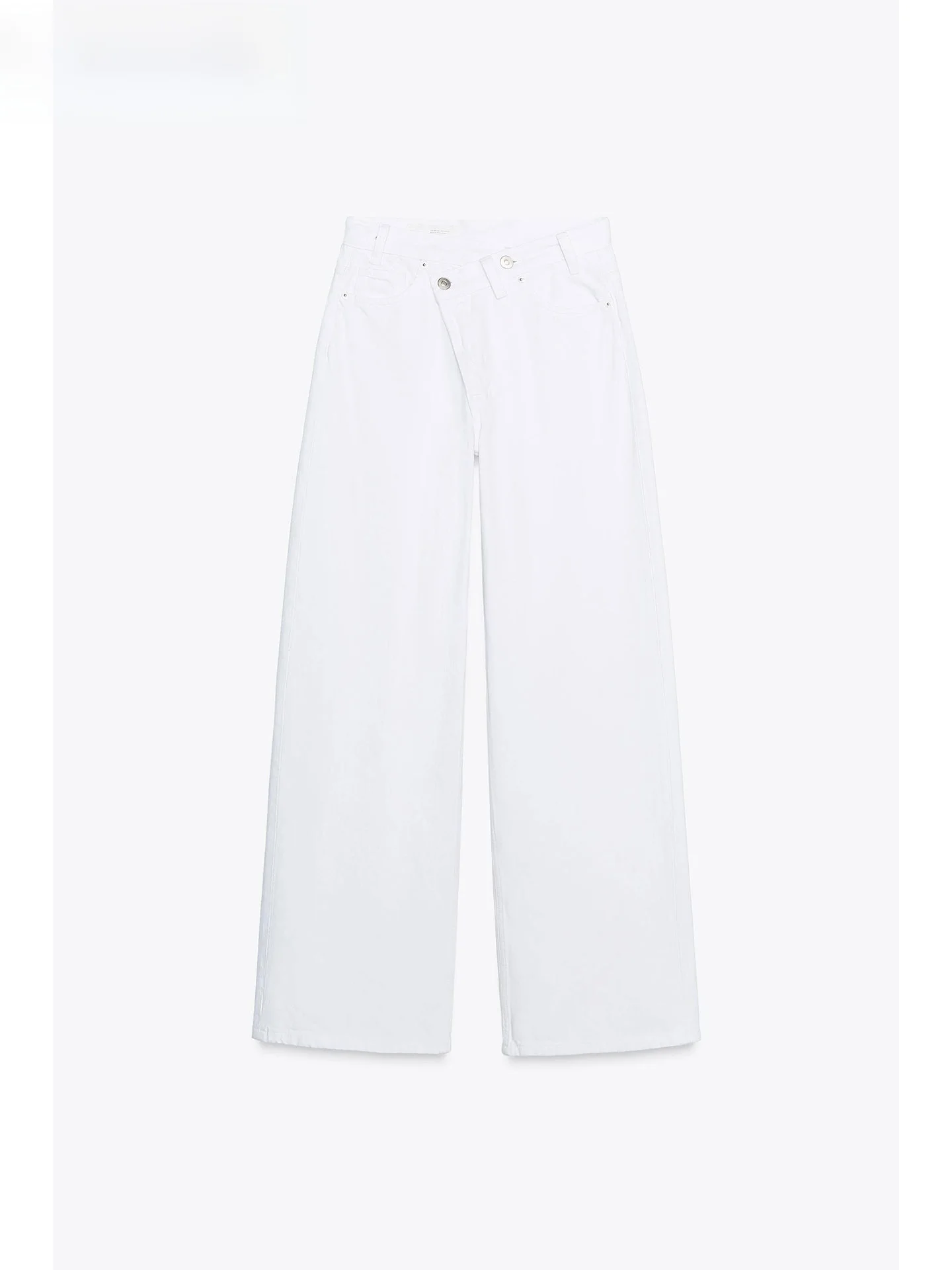 

ZAPRHA джинсы с высокой талией и широкими штанинами, асимметричный дизайн, повседневные женские джинсы с двойными лацканами, свободный крой, микрострейч, лето 2025 г.