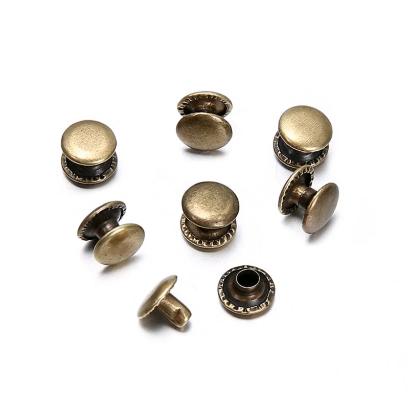 Factory Price Flat Round Double Caps Rivets Studs for Punk Bracelets Bags Shoes Garments 6mm 8mm 10mm