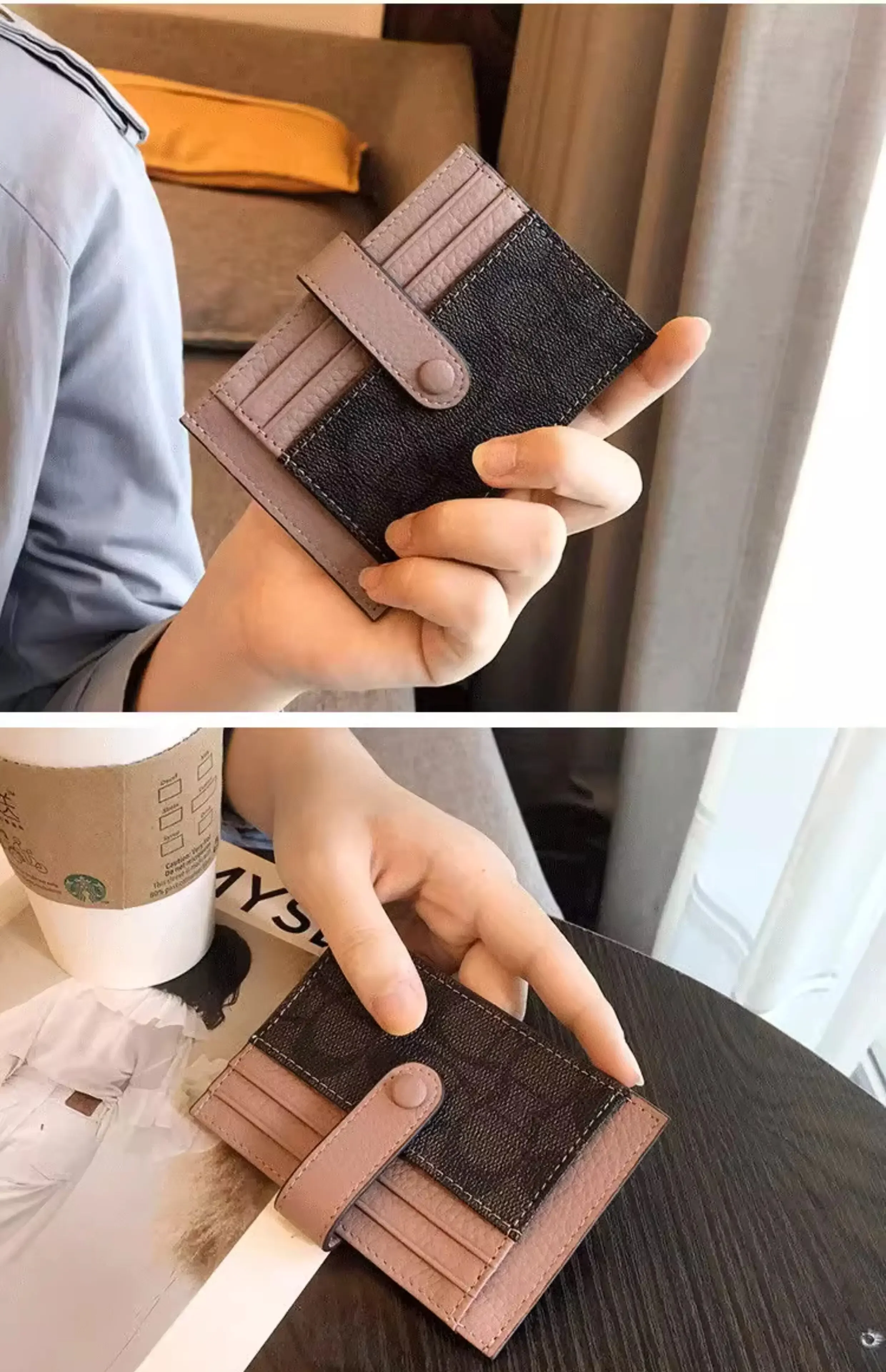 Mini Slim, ultradünne Kartenhülle im Ins-Stil, modische, kurze Geldbörse für Mädchen und Frauen, mit Applikationen, Karten- und Ausweishülle, Geldbeutel. – Detail 17