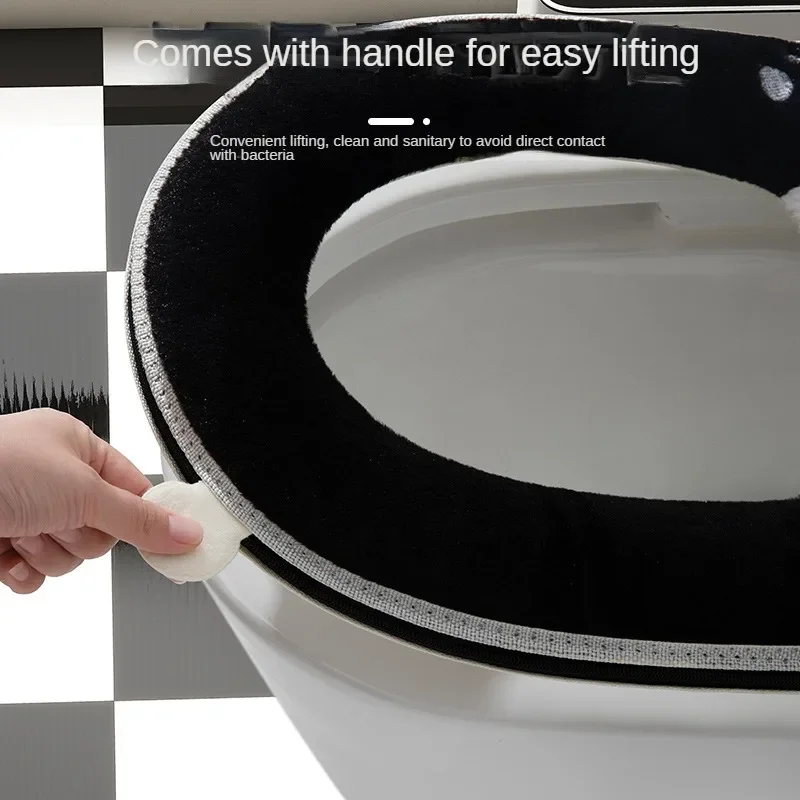 가정용 변기 시트 커버 사계절용 겨울용 따뜻한 변기 쿠션 지퍼형 귀여운 판다 소프트 변기 시트 매트 변기 커버