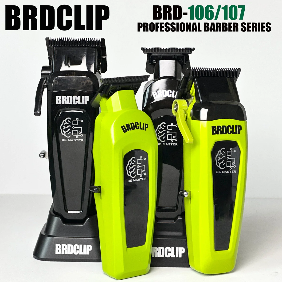 Профессиональный парикмахерский набор для стрижки волос 7500 об/мин, машинка для стрижки волос DLC Blade, 8000 об/мин, базовое зарядное устройство, триммер для волос для мужчин BRDCLIP 106 107