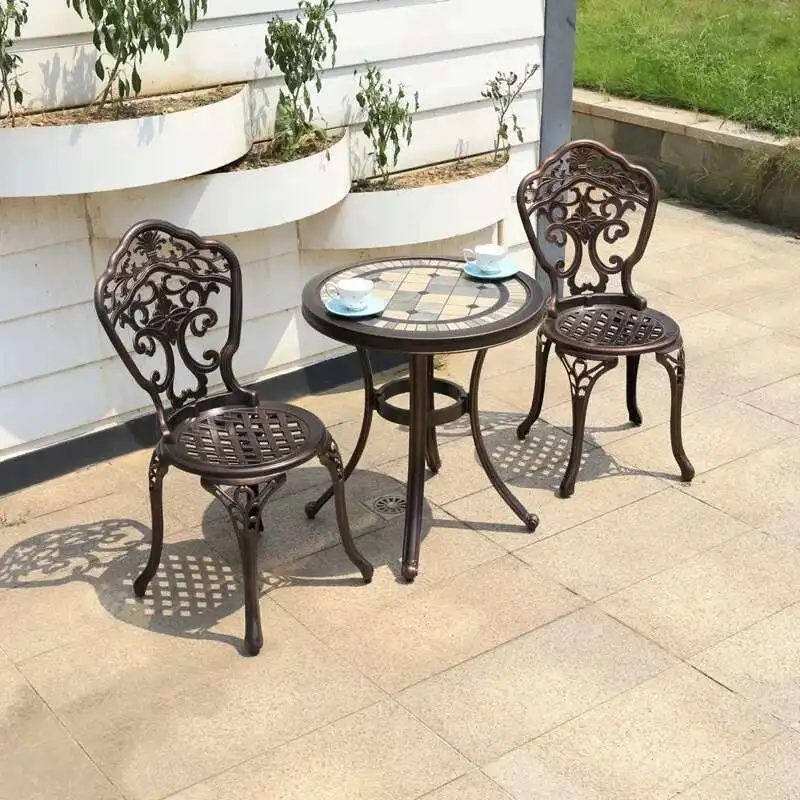 Customizable Outdoor Cast Aluminum Tables And Chairs Courtyard Garden Hotel