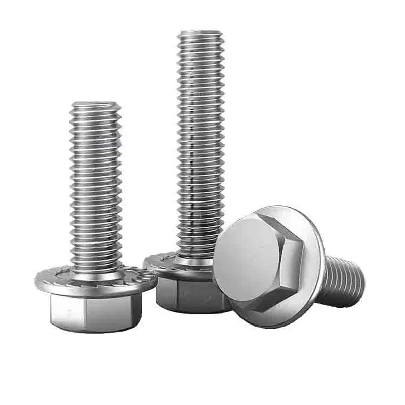 M5-M12 304 Stainless Steel Hex Flange Screw Bolt, Self-Locking Anti-Loose Bolts for Car Motorcycle 2Pcs