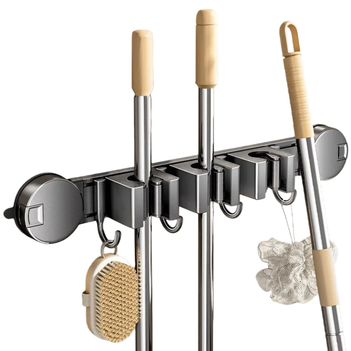 Suction Cup Mop Holder Home Organization Outdoor Use Removable Suction Cups Versatile Functionality Easy Installation