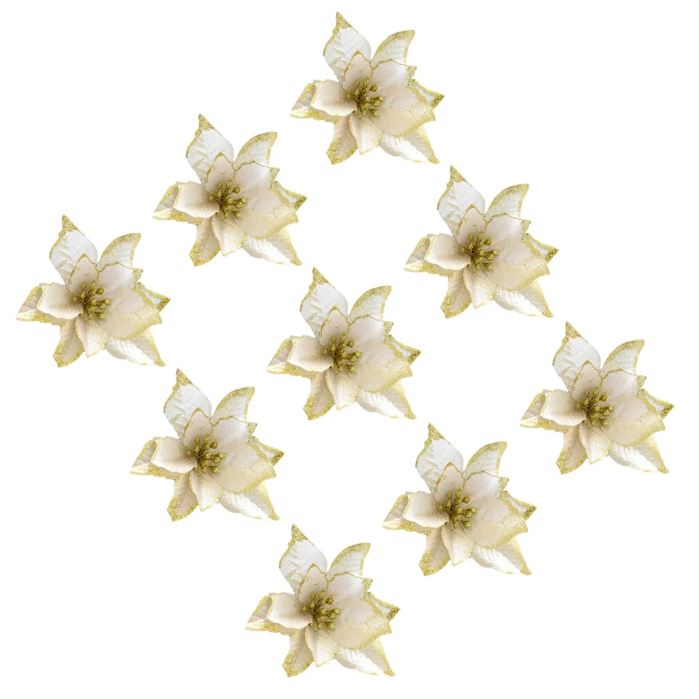 

36pcs Christmas Flower Decoration Cloth Simulated Flowers For Diy Crafts Party Home Wedding Decor Glitter Artificial Flower