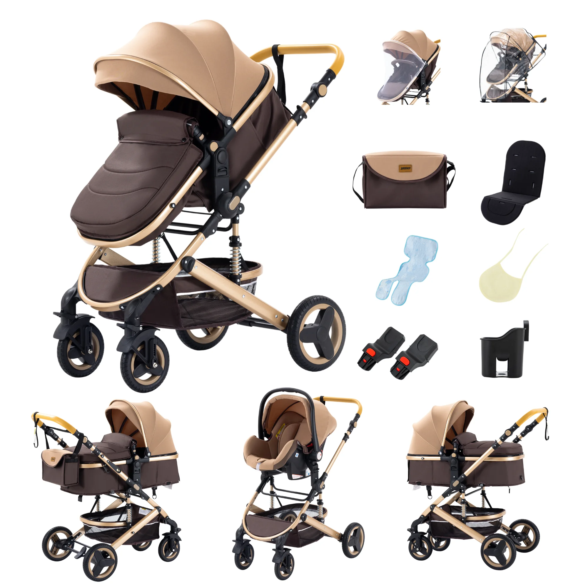 Multifunctionele kinderwagen 3-in-1, autostoel-kinderwagen combinaties, compacte baby reiswieg voor pasgeborenen, kinderwagens, baby buggy's