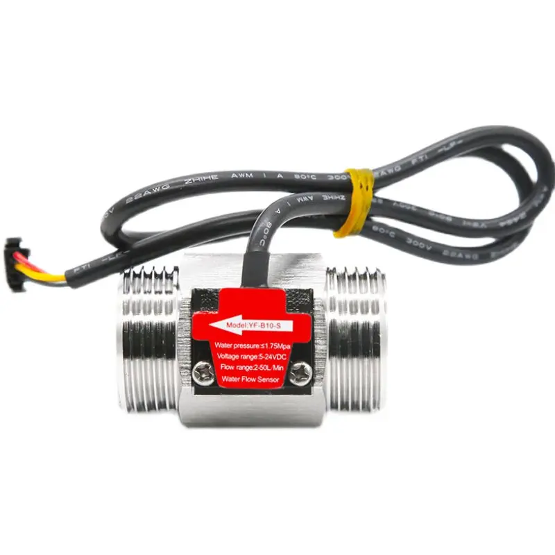 Water Flow Sensor, Hall Effect Flow Meter, Turbine Flow Sensor, 1-inch DN25 Pipe Diameter