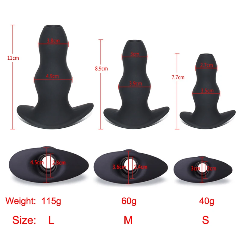 3 Sizes Hollow Anal​ Plug Silicone Butt Plug Soft Speculum Prostate Massager Sex Toys For Woman Men Anal Dilator Sex Products