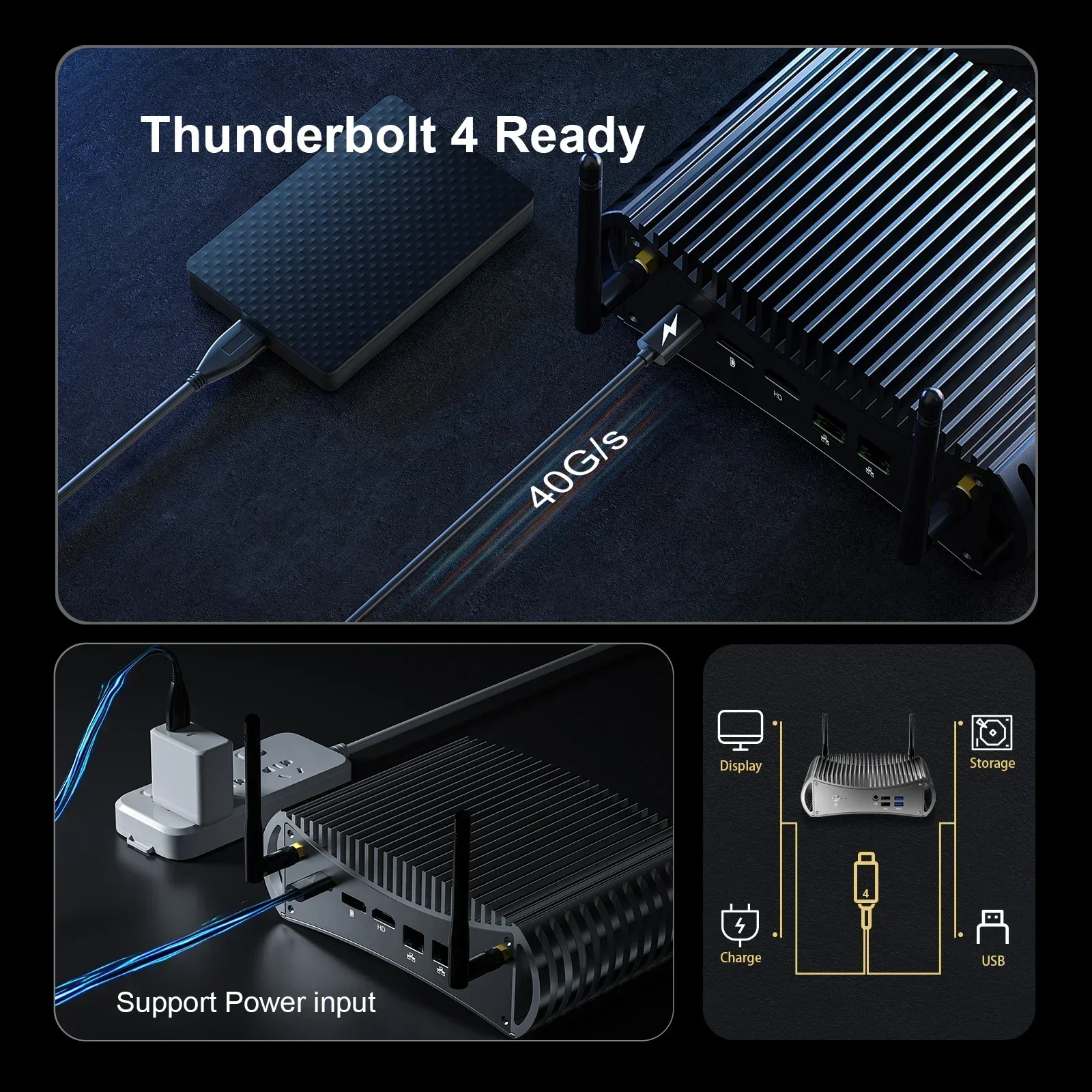 Imagem -04 - Chatreey Tk11-f 11th Intel Core i5 1145g7 Mini pc Nvme Ssd 3x4k @ 60ghz Thunderbolt Computador Dual Lan Firewall Server