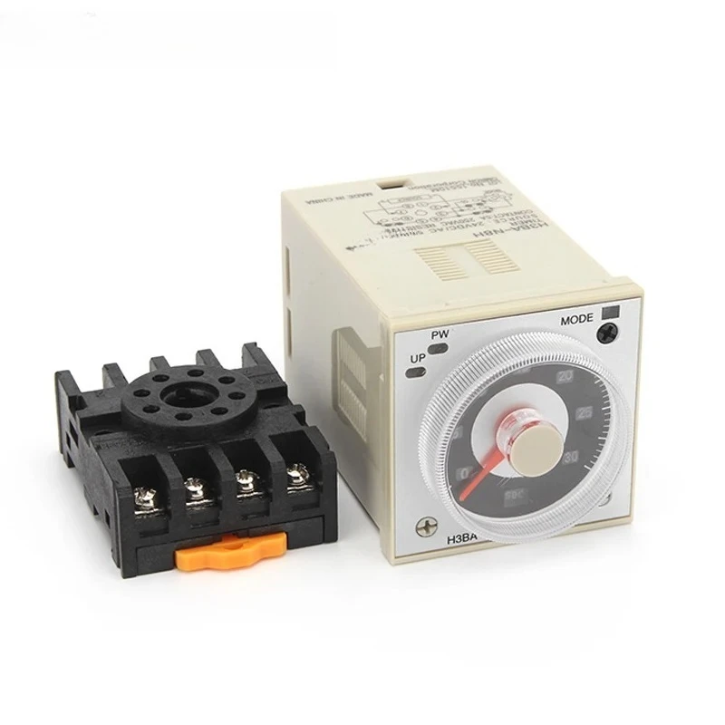 H3BA-N8H 8Pin Multifunctional Time Delay Relay 1.2s-300h DC24V AC220V 48*48mm with 8 Pin Socket Base
