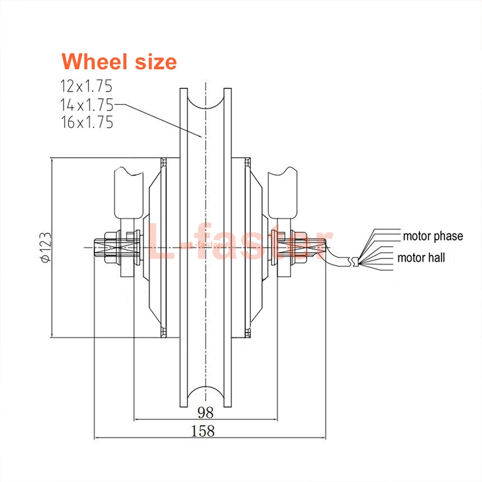 Electric Bike and Scooter Brushless Gear Hub Motor Kit with Disc Brake, Pneumatic Wheel, DIY, 350W, 12 in