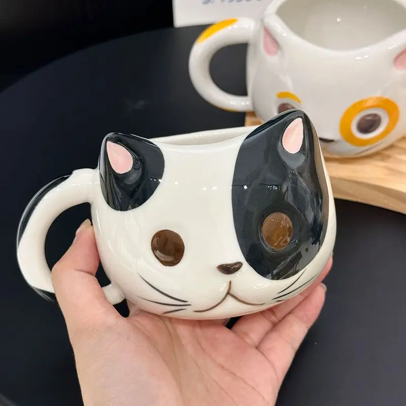 430ML Cartoon Soft and Cute Healing Series Ceramic Water Cup Cute Girl Heart Cat Cup Home Breakfast Cup Oat Mug
