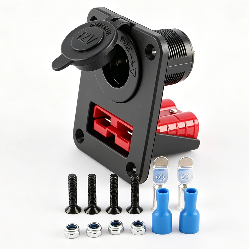 

12V 24V Flush Mount Car 50A Current Socket Cigarette Lighter Socket Install Bracket Recharge Panel Kit