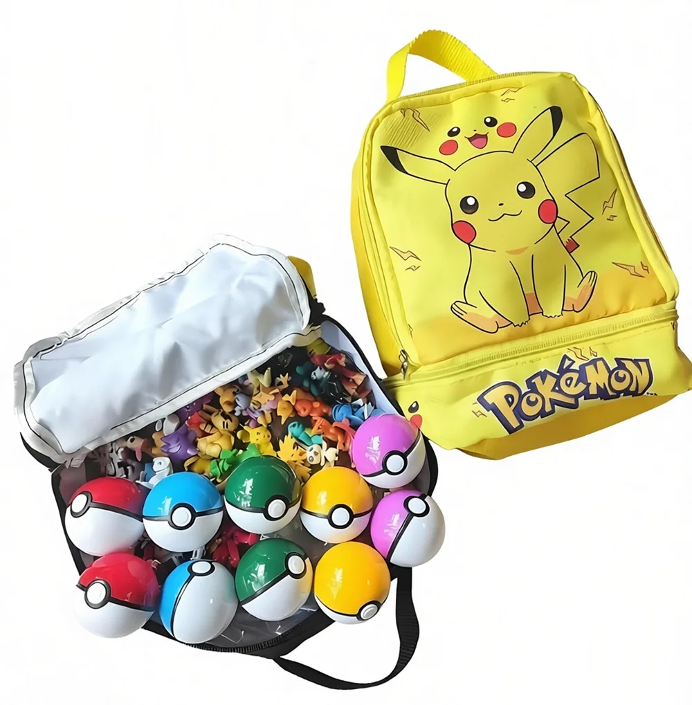 144 pièces de figurines d'action Kawaii Poke Ball Pikachu GO avec sac de rangement, jouet Pokeball, figurine d'anime, jouet pour enfants, cadeaux d'anniversaire