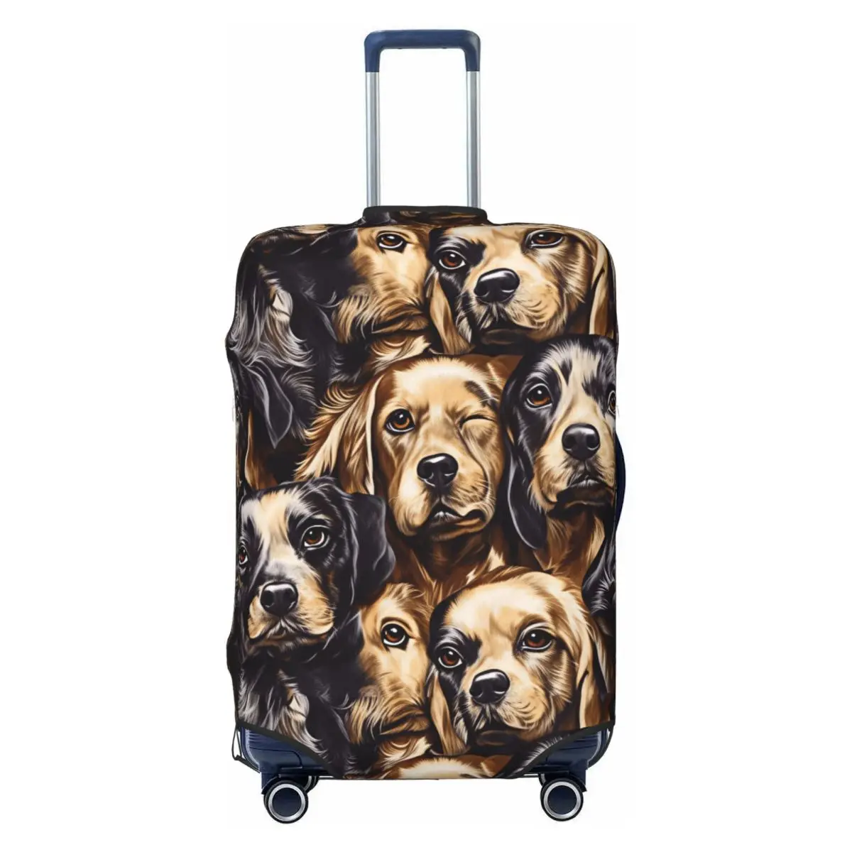 

Oil Painting Style Mixed Breed Dogs Suitcase Cover Travel Flight Useful Luggage Supplies Protection