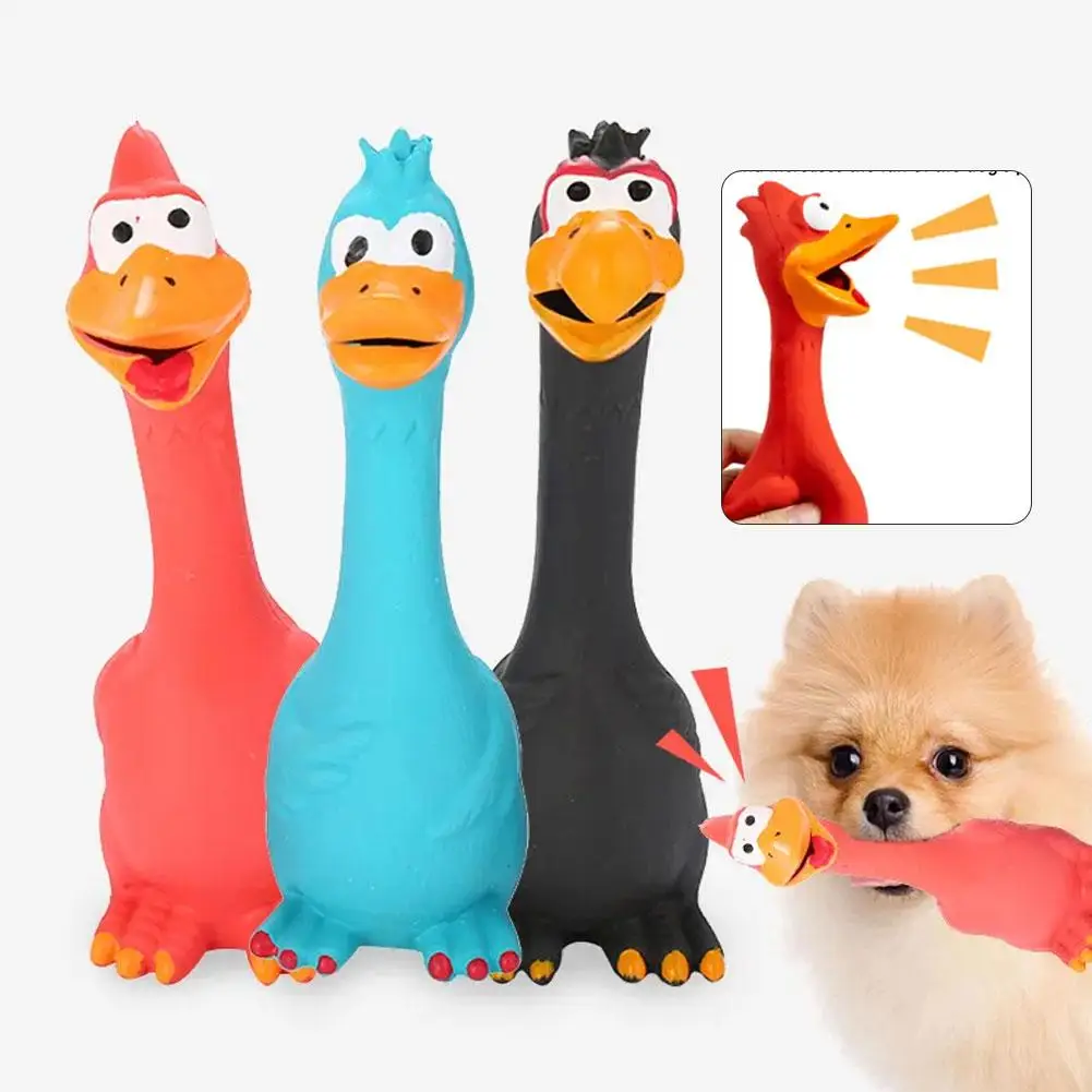 Juguete con chirrido para perros, rojo/azul/negro, látex, forma de pollo, masticar duradero para razas pequeñas y medianas, suministros interactivos para mascotas