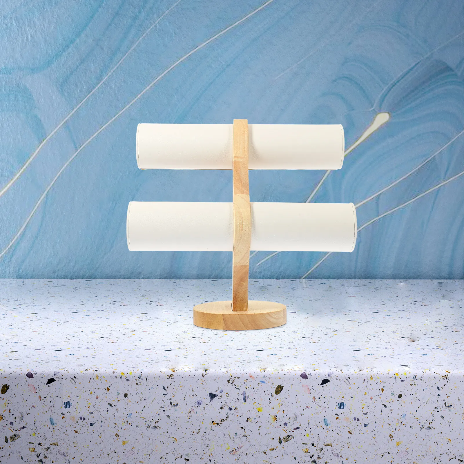 

Двухуровневая деревянная подставка для браслетов, органайзер для часов и украшений, настольная витрина для хранения браслетов