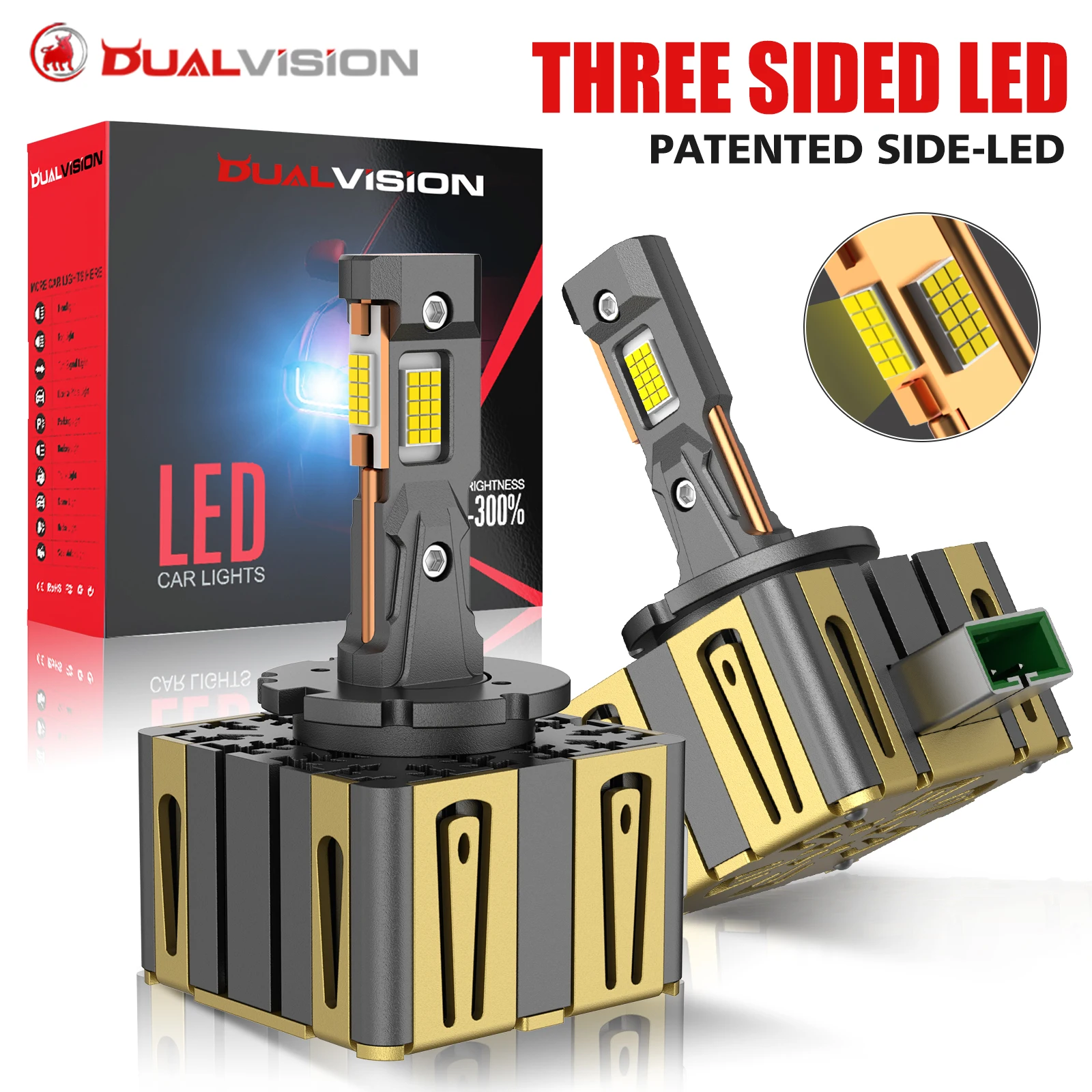 Bullvision D1S D3S LED Headlights HID D2S D4S D2R D8 Turbo LED 6500000LM Three-sided CSP Chip 6500K Plug&Play Car Lamp Xenon HID
