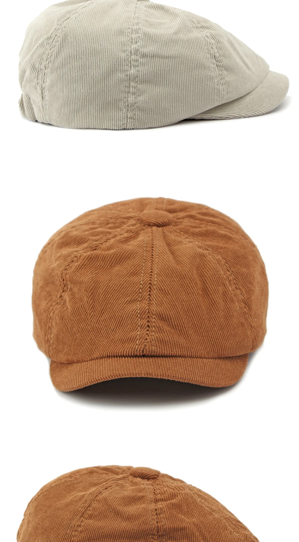 HT4403 Baskenmütze für Männer und Frauen, Künstler- und Maler-Baskenmütze, Einfarbige Cord-Flatcap für Frühling, Herbst und Winter, Achteckige Mütze, Herren-Baskenmützen – Detail 10