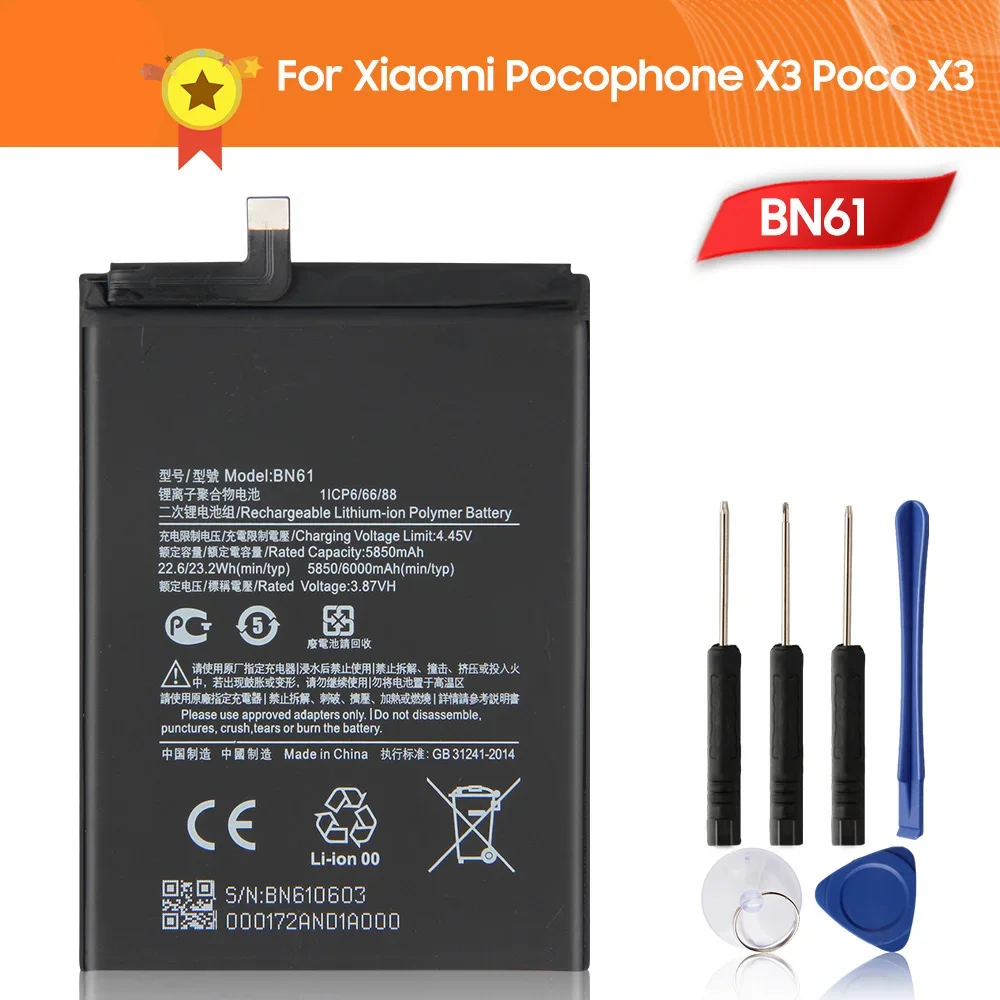 

Производство 2024 аккумулятор для телефона BN61 для Xiaomi Pocophone X3 Poco X3, сменный аккумулятор, высококачественные аккумуляторы с инструментом