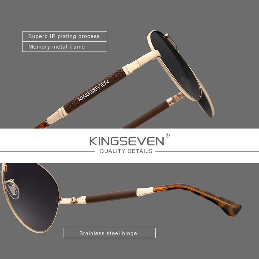 KINGSEVEN خمر الكلاسيكية الطيار النظارات الشمسية النساء الرجال نظارات القيادة نظارات واقية UV400 الاستقطاب إطار كبير النظارات