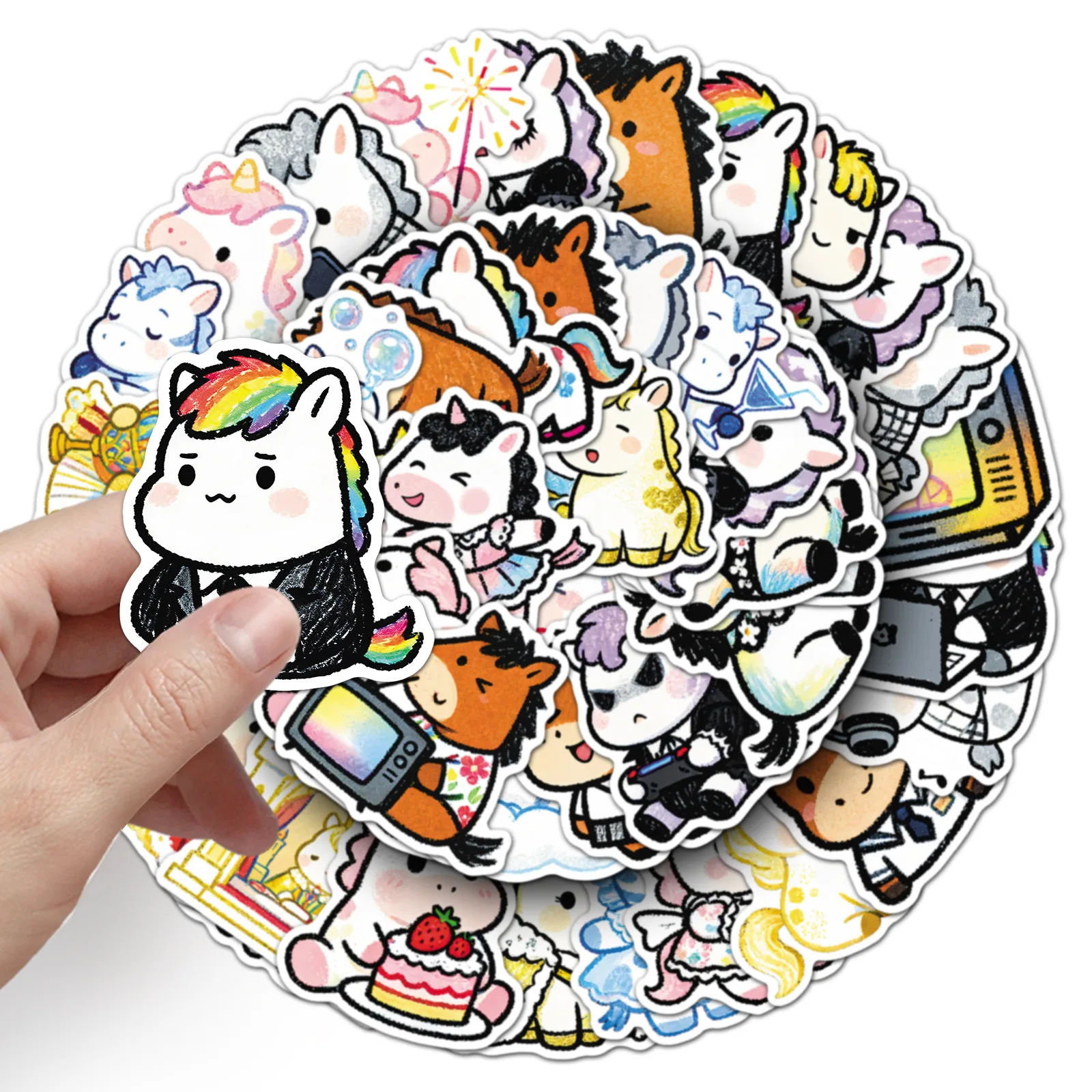 50PCS Cartoon Nette Pony Graffiti Aufkleber Kreative Dekoration Handy Fall Notebook Wasser Tasse Wasserdichte Spielzeug Geschenk Aufkleber