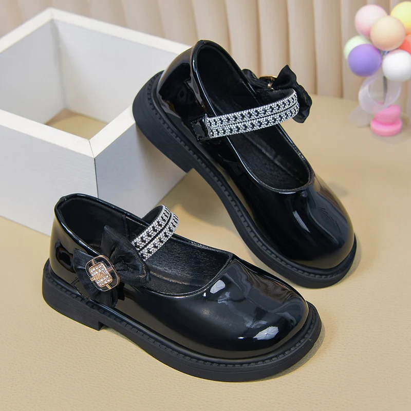 

Girls Princess Leather Shoes Soft Sole Sticky Craft Kids Stage Performance Dress Footwear