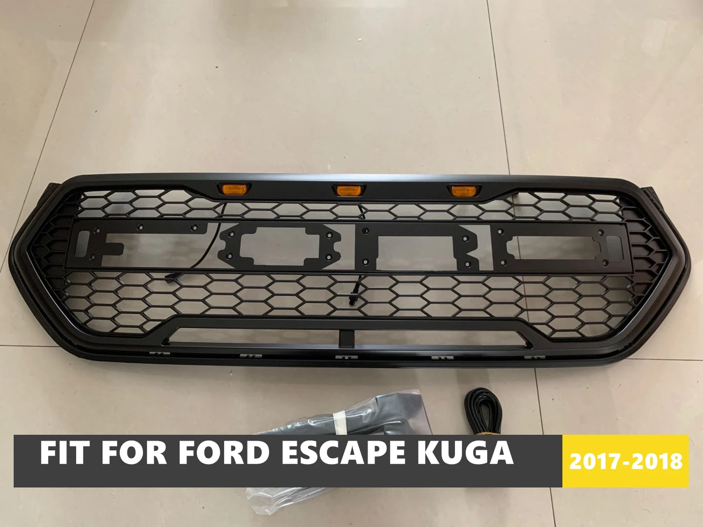 Good Quality ABS Front Middle Grill Racing Grills With LED Lights Fit For Ford Escape Kuga 2017-2018