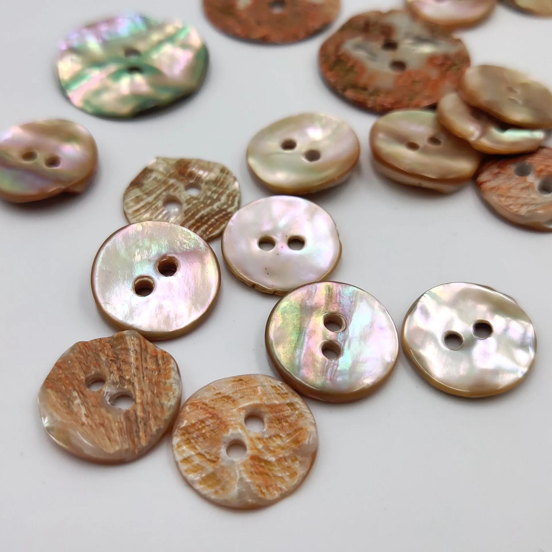 10PC Natural Abalone Shell Mother of Pearl Dazzling Round 2-holes Flatback Buttons Sewing Supplies Crafts Shirt Scrapbook Decor