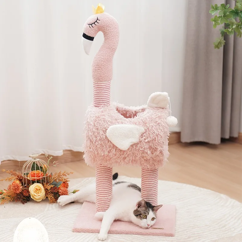 Integrated multifunctional flamingo sisal cat scratching column scratching board does not drop debris grinding claws cat
