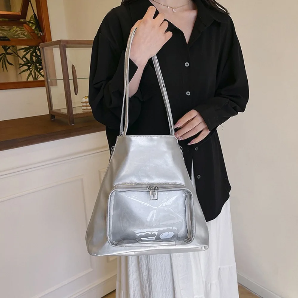 

Multifunctional Transparent Itabag Dual-use Clear Front Pocket PU Backpack Shoulder Bag Large Capacity Lolita Tote Bag Class