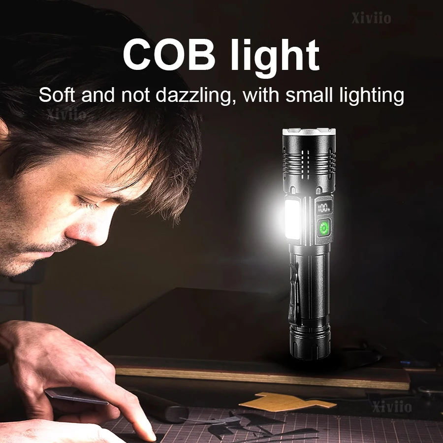 8900000LM Powerful Flashlight Super Bright LED Flashlights Rechargeable Tactical Torch Zoomable Hand Lantern For Fishing Camping