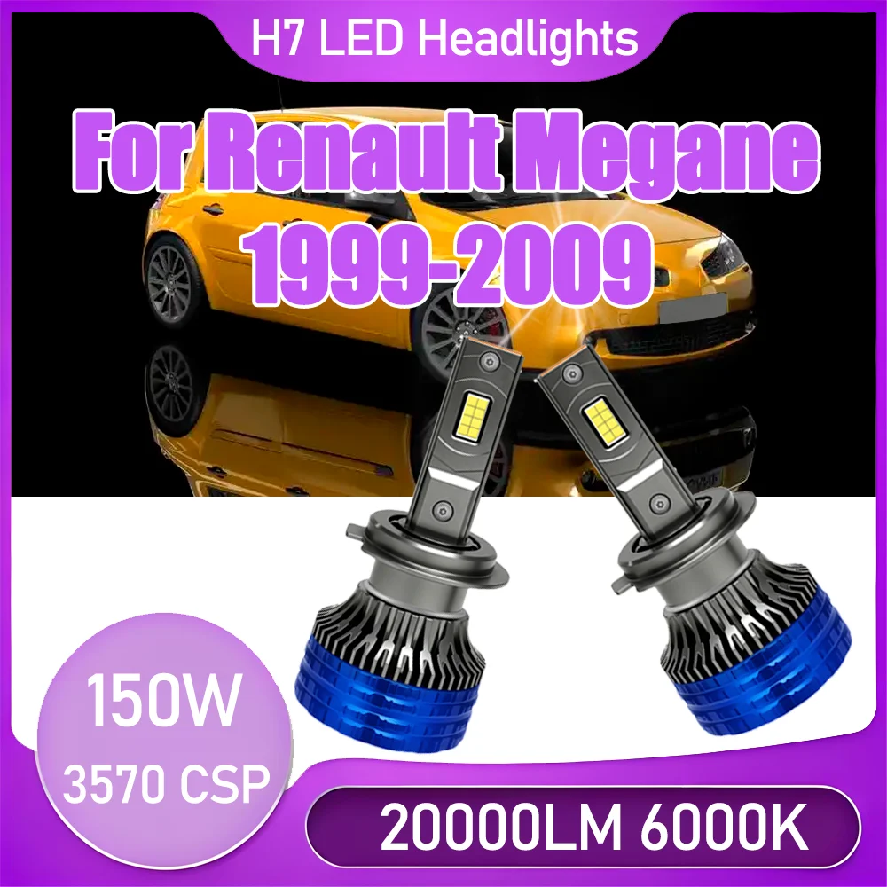 

20000LM H7 светодиодные фары 6000K фары лампы с двойной медной трубкой турбовентилятор авто фары 150 Вт для Renault Megane 1999-2009