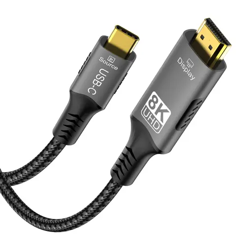 8K USB C-HDMI 2.1 케이블 어댑터 MacBook Pro IPad pro 노트북과 호환되는 Thunderbolt 3 용 8K60Hz 유형 C-HDMI 케이블