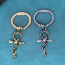 Men Egyptian Ankh Cross Snake Pendant Keychain For Women Punk Animal Key Chains Amulet Jewelry Birthday Gift For Boyfriend