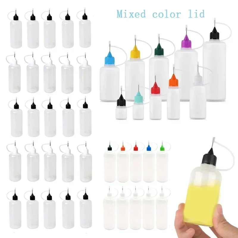 

100Pcs 3ml-120ml Colorful Plastic Steel Needle Tips Bottle Squeezable LDPE Dropper Bottles Empty Container For Glue Liquid Paint