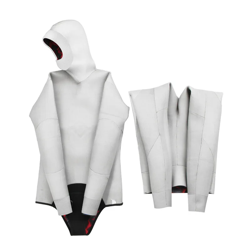 3MM/5MM 2 Pcs Neoprene Scuba Keep Warm Spearfishing Keep Warm Diving Suit Hooded UnderWater Hunting Kayaking Drift Swim WetSuit