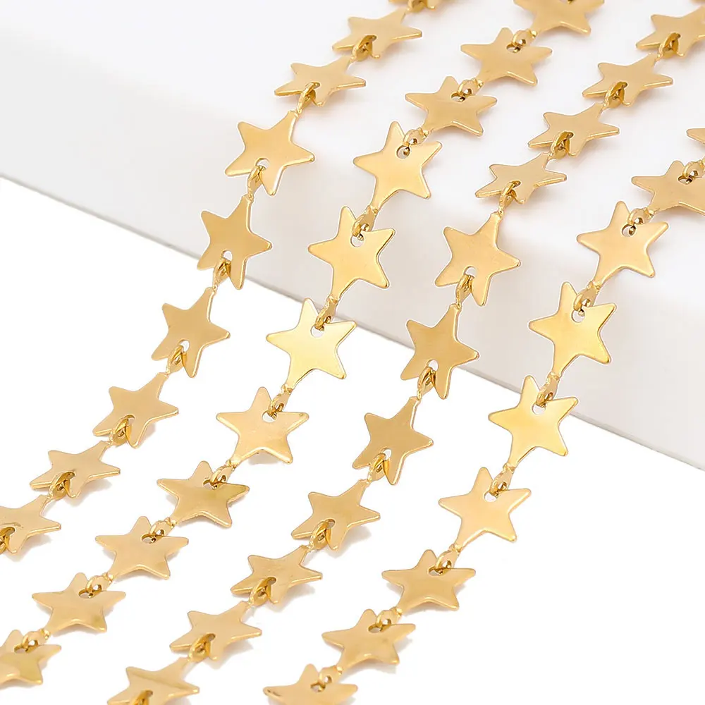 1 Meter Gold Color Stainless Steel Carved Star Shape Chains DIY Hip-hop Necklaces Fancy Chain Jewelry Accessories Gifts Making