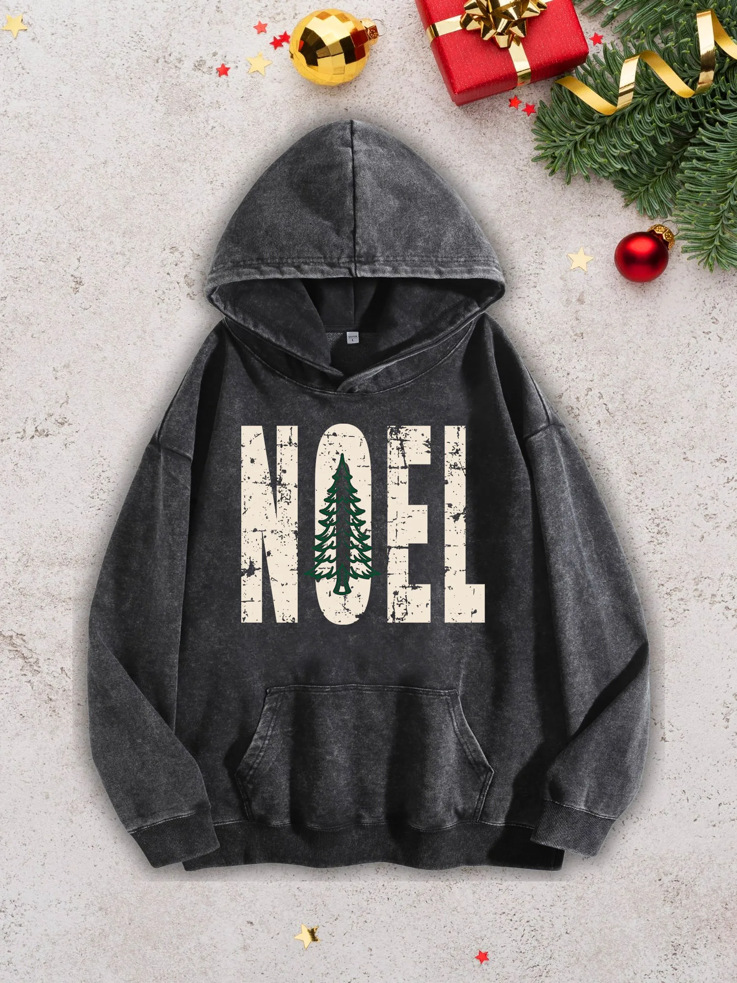 

Мужская тяжелая толстовка с капюшоном Vintage Noel — черный пуловер в стиле ретро Acid Wash, осенне-зимняя толстовка 400 г/м2