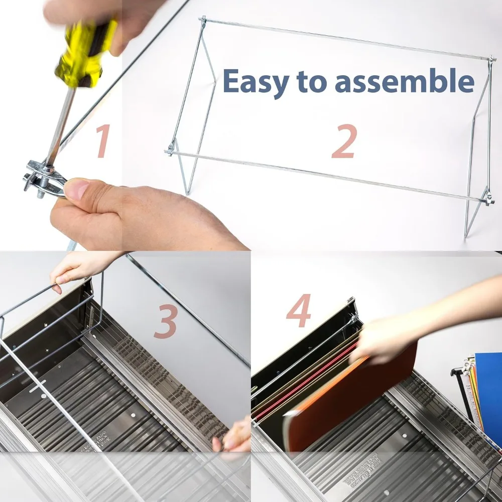 Hanging File Frame, Letter Size, Adjustable 14 to 18-Inches, 2 Count (Pack of 1),Silver