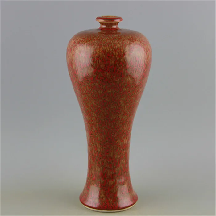 

Qing Kangxi Cowpea Red Beauty Drunken Glazed Plum Vase Antique Qing Dynasty Official Kiln Ancient Porcelain Antique Collection