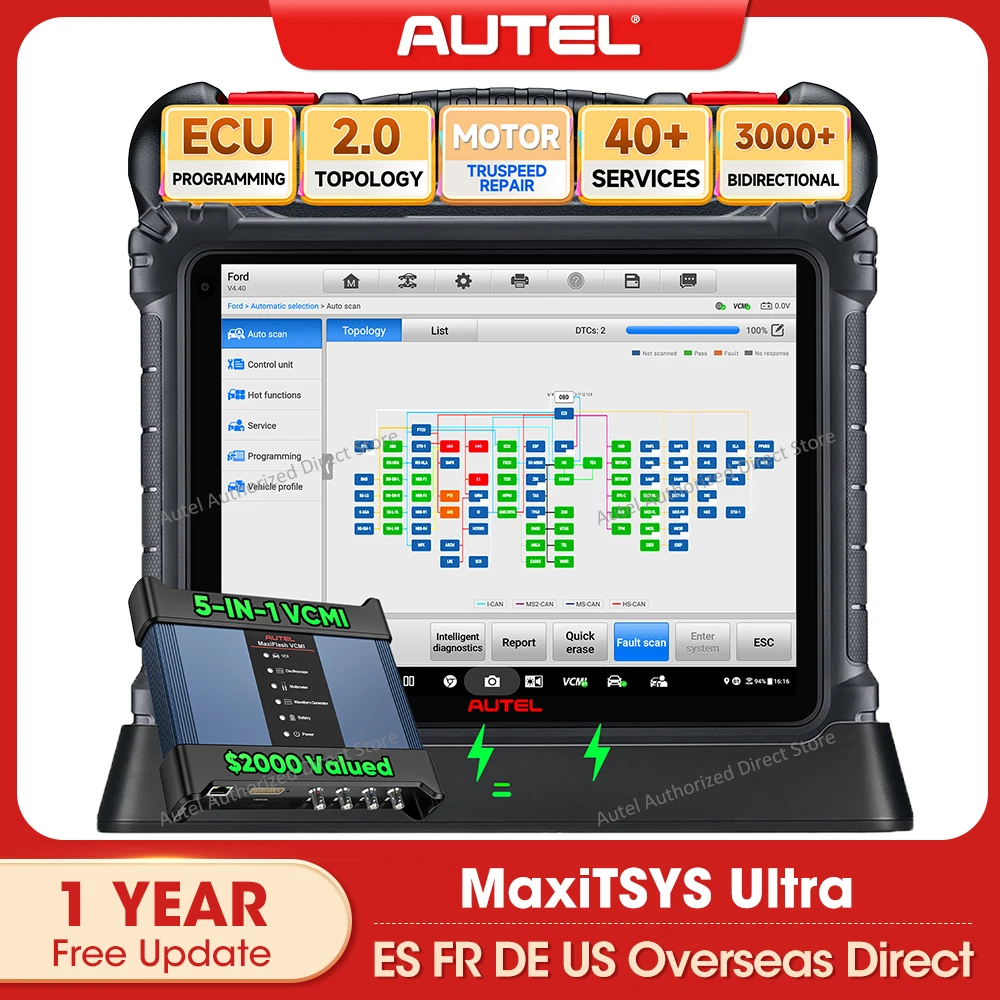 Autel MaxiSys Ultra TOP Diagnostic Tool OBD2 Scanner 5-in-1 VCMI, ECU Programming & Coding, Topology 2.0, Bi-directional Scanner