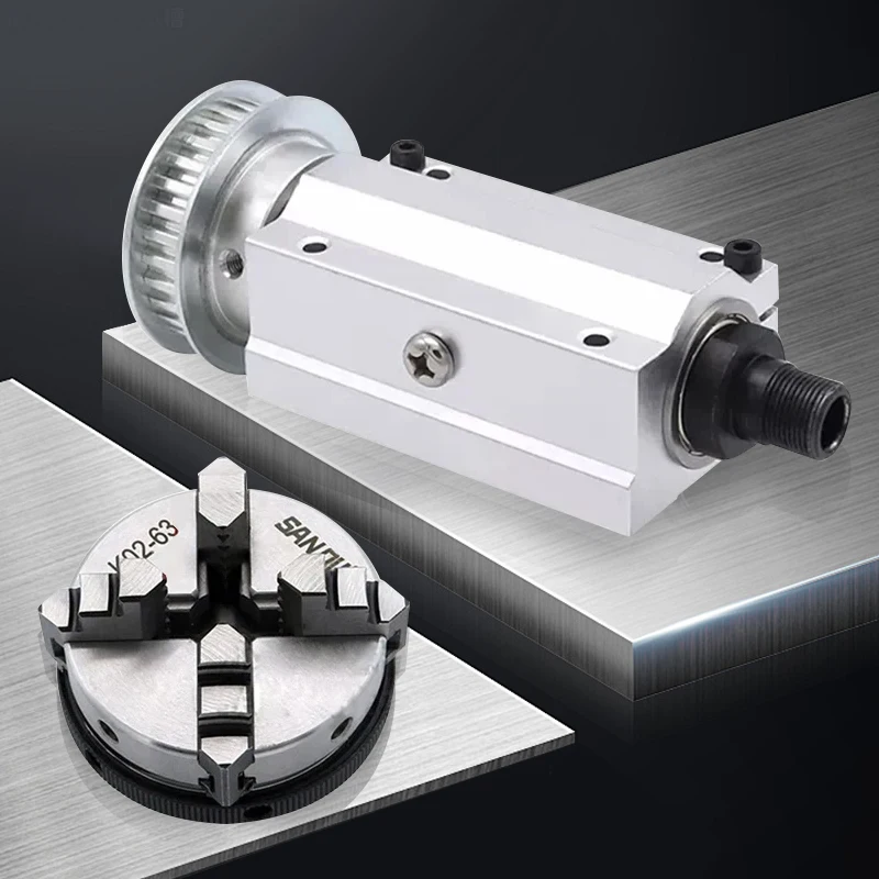 DIY Mini Lathe Woodworking Beads Machine Spindle Assembly Four-jaw Three-jaw Chuck 50/63 for Precision Crafting And Tooling